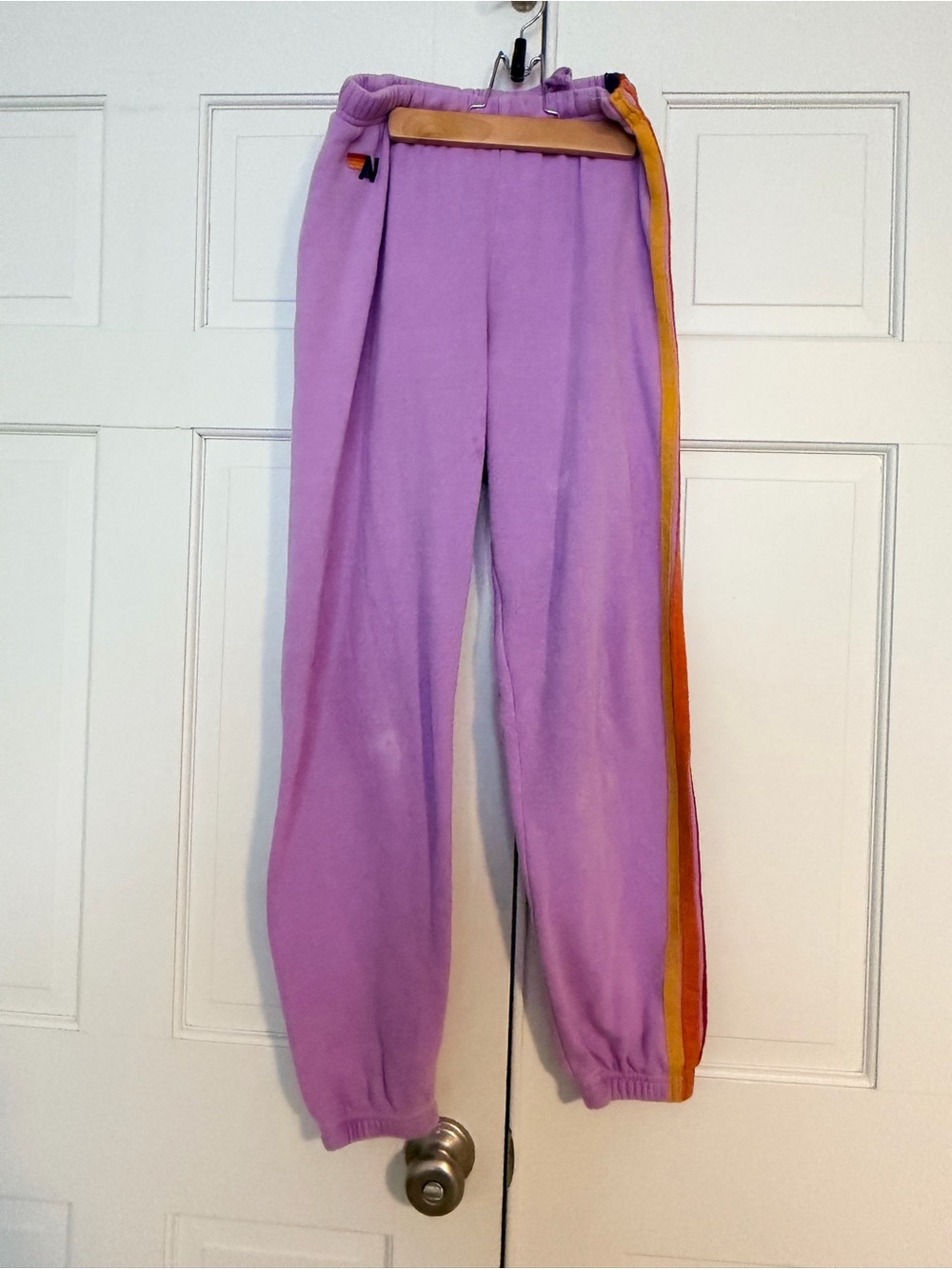 Aviator Nation women’s Lavender Swearpants with Side Stripes, size small